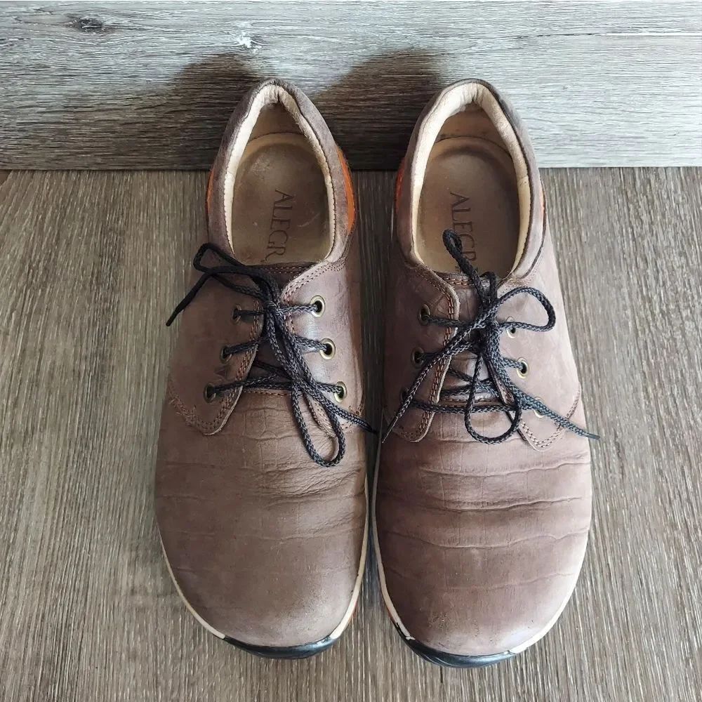 Alegria Alex Cafe/Orange Comfort Oxford Leather Shoes 42 - Picture 3 of 9
